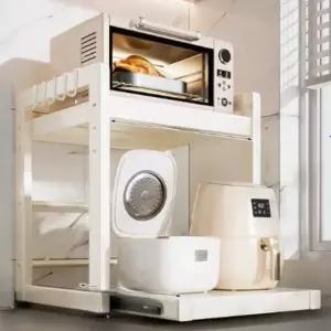 인출식 주방 선반 하이퍼랙 높이조절 2단 슬라이딩 대형 전자레인지 선반 렌지대 밥? 수납