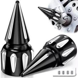 AUTOJDM 3.6 모터사이클 크롬 프론트 액슬 너트 커버 CNC 좌우 스파이크 캡 할리 투어링 스포츠스터 다이나