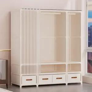 조립식 커튼행거 옷장 커버형 비키니 옷정리함 수납장 서랍형 단일 행 스타리화이트