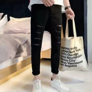 컷팅 포인트 스키니 블랙진 스타일리쉬 남자 스키니진 작업바지 남성스판 9부슬랙스