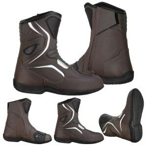 [포르르] 미끄럼 밑창 사가 가죽 모터사이클 방지 통기성 부츠 u2013 방수 및 라이딩 슈즈, 남성 CE 안감 포함 u2019s 바이커 아머, 모토