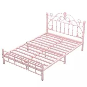 철제공주침대 프레임 핑크 원룸 침대틀 인테리어