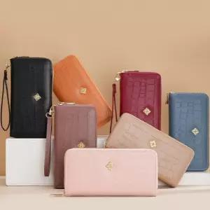 고급 원단 심플 디자인 수납력 좋은 여자 지퍼 장지갑