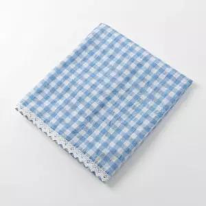 주방 창문 가리개 면혼방 체크 미니 커튼 106CM 블루