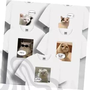 고양이 밈 반팔 티셔츠 웃긴 야옹이 재미있는 친구 선물 우정 커플 단체 여행
