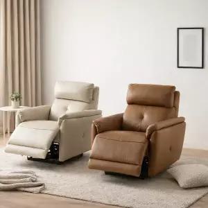 시트앤모어 카일 천연통가죽 3모터 1인 리클라이너 소파 (카멜브라운) BJ5505