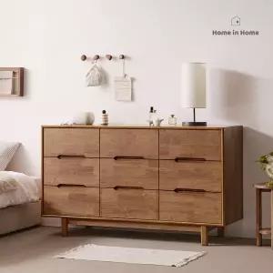 [홈인홈]세컨하우스 와이드 광폭 원목 거실수납 서랍장 1500 3단9칸_J310