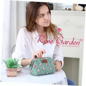 로즈가든 프레임파우치 여행용 화장품 지갑 가방 꽃무늬 프린팅 수납 파우치 휴대용