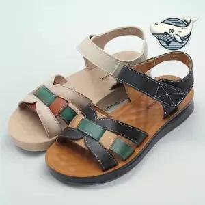 복합 색상 소가죽 여름 스트랩 샌들 3cm 여성샌들 스트랩샌들힐 통굽샌들 여름샌들