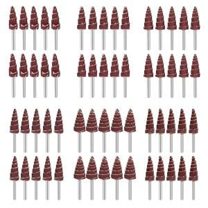 선조이코 60 PCS 연마 플랩 휠 샌더, 1/8인치 원형 섕크 원뿔 모양 사포 연삭 헤드 회전 공구, 드릴용 다이 그라인더 휠, 80, 120, 240, 320, 400, 600 그릿