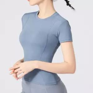 여성 바디라인 라운드넥 슬림핏 요가 트레이닝 티셔츠