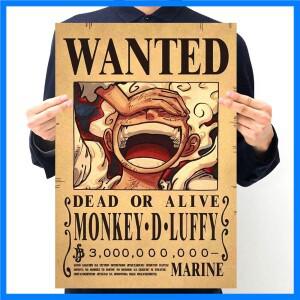 원피스 Luffy Gear 5 Nika Billion Bounty Wanted 포스터 4 황제 애니메이션 액션 피규어 빈티지 벽 장식