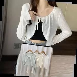 여름가디건 리본 스트링 볼레로 가디건 팔뚝살 커버 크롭 3컬러