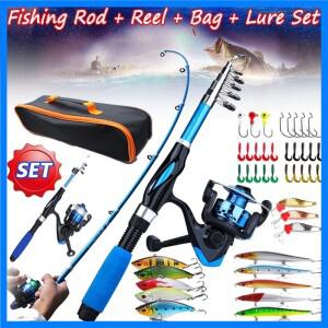 낚시대 전체 키트 1.2M 텔레스코픽 바다 스피닝 릴 미끼 미끼 세트 여행 낚시 장비 액세서리 가방 초보자 6