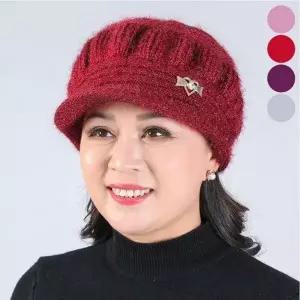 챙있는 기모 중년 털 여자 겨울 니트모자 안감 하트