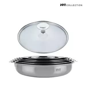 [IMI]IMI 통3중 국산 IH 스텐 프라이팬세트 4종 (유리뚜껑) / 인덕션 가스 스텐팬 전골팬 주방정리 수납