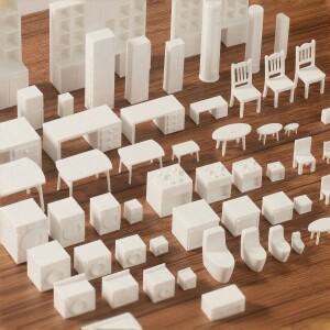 호환상품 1:20 스케일 소형 흰색 DIY 3D 프린팅 가구 장난감 인형 집 룸 테이블 의자 세탁기 냉장고 변기