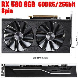 듀얼 선풍기 그래픽 카드 포함 비디오 PC 게임용, GDDR5 256 비트, GT610 1/2GB 싱글 DDR3, RX580, 8GB