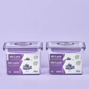 [에코센스] 히트락 올트라이탄 밀폐용기 대형 핸들형 직사각 5000ml x2개