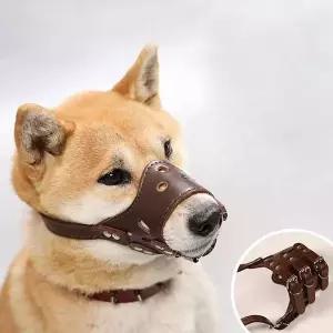 [골드스마일]가죽 강아지 입마개 물림방지 마스크 짖음방지 반려동물 훈련용품