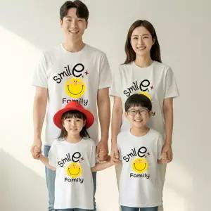 핸드아트 가족티/호칭/교회/단체티/패밀리룩/돌사진촬영 스마일패밀리 반팔