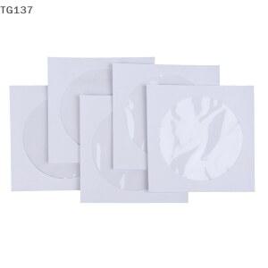 50개입 화이트 CD DVD 디스크 접이식 종이 가방 종이 슬리브 봉투 보관용 투명 창 케이스 플랩 12 5CM