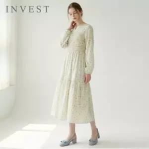 [인베스트] 잔꽃 나염 스모킹 원피스_IN6S1OP3181