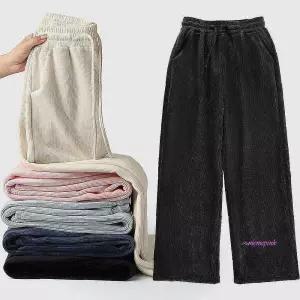 남녀 양기모 공용 팬츠 벨벳 일자 따뜻한 겨울 5컬러 벨로아 트레이닝 코듀로이 고무줄바지 커플잠옷kl