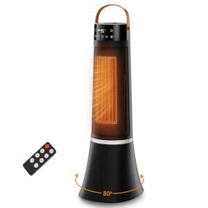 실내용 스페이스 히터, 원격, 75 광폭 진동, 12H 타이머, 24 u2033 12피트/s 공기 흐름, 넓은 방, 침실, 홈 오피스를 위한 조용한 난방 기능 포함 PNTCK 1500W PTC 전기 히터