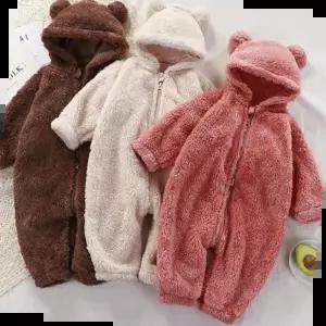 겨울 아기 후리스 우주복 방한 외출복 곰돌이 베이비슈트