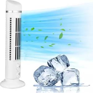 루퀴그 블레이드리스 타워 선풍기 90도 진동 조용한 책상 홈 오피스용 손가락 끝 USB 및 배터리로 쉽고