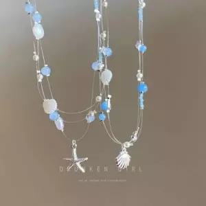 [콩심팥심]불가사리 인기 조개 청량한 비즈 감성 초커 목걸이 수