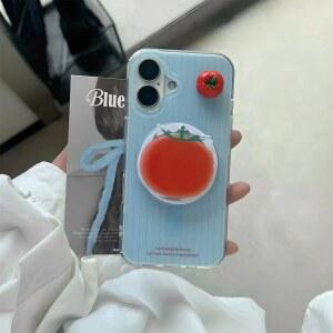 한국 귀여운 3D 미니 토마토 맥세이프 마그네틱 폰 스탠드 그립톡 스탠드용) 삼성 접이식 링 (아이폰,