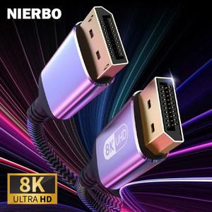 NIERBO 디스플레이 포트 케이블 가능 DP 8K 고속 노트북과 4K 144HZ TV 60HZ 호환 편조 모니터