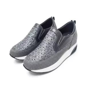 [세자매]고급큐빅포인트 여성통굽슬립온 7cm 키높이 여자로퍼