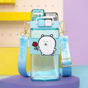 WL 담곰이 사각 롱 빨대 물통 520ml 아동식기 이유식기 아동물병 아동물통 소풍물병