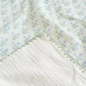 모던하우스 L 도톰 거즈 블랑켓 90x130 블루 플라워