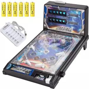 전자 아케이드 핀볼 라이트 앤 사운드 미니 테이블 머신 컴팩트 휴대용 데스크톱 게임 세트 배터리로