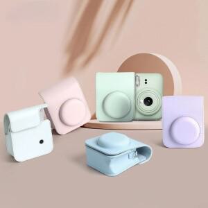 Instax Mini 12 카메라 케이스 용 어깨 끈이있는 Fujifilm 필름 가방 PU 가죽 소프트 보호 Trave Bag