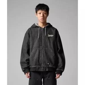 DICKIES 웨이브 로고 데님 후드 집업 Black Denim 199421