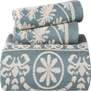 슈페리어 코튼 블렌드 베드 스프레드 3종 세트 가벼운 담요 어울리는 베개 샴 2개 오버사이즈 침구 전통