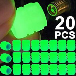 자전거 밸브 캡 튜브 뚜껑 마개 차량용 야광 타이어 범용 자동차 오토바이 바이크 형광 야간 발광 휠 허브 스템 4개 20개