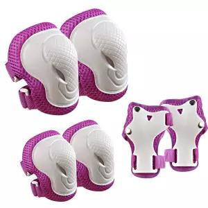 용 GEQID 무릎 패드 팔꿈치 및 손목 보호 장비 세트 롤러블레이드 스케이트보드 5-12세 자전거 스쿠터