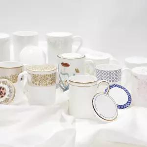 한국도자기 뚜껑 머그 모음 본차이나 데일리 머그컵