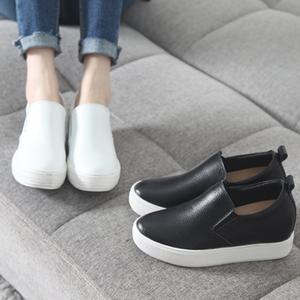 7cm 천연소가죽 속굽 키높이 여성슬립온