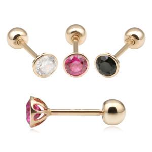 14K 컬러 큐빅 피어싱 루비 블랙 화이트 아웃컨츠 귓바퀴 귓볼 화사한 데일리 금 침 여자 피어싱