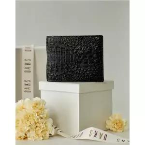 [롯데백화점]닥스 액세서리 [선물포장/쇼핑백동봉][CAIMAN][카이망]블랙 악어가죽 반지갑 DBWA3E713