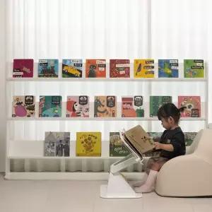 E0자재 BC7374 테미스 라운드 틸팅 전면책장 1600