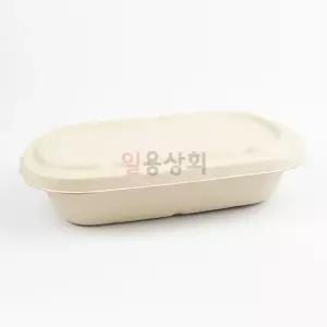 펄프용기 타원형 DRP 850QA 크라프트 펄프 뚜껑 500세트 종이도시락