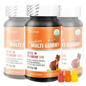 오로니아 캐나다 멀티 비타민 꾸미 씹어먹는 과일맛 종합 비타민 영양제 60정 x 3통 (6개월분)